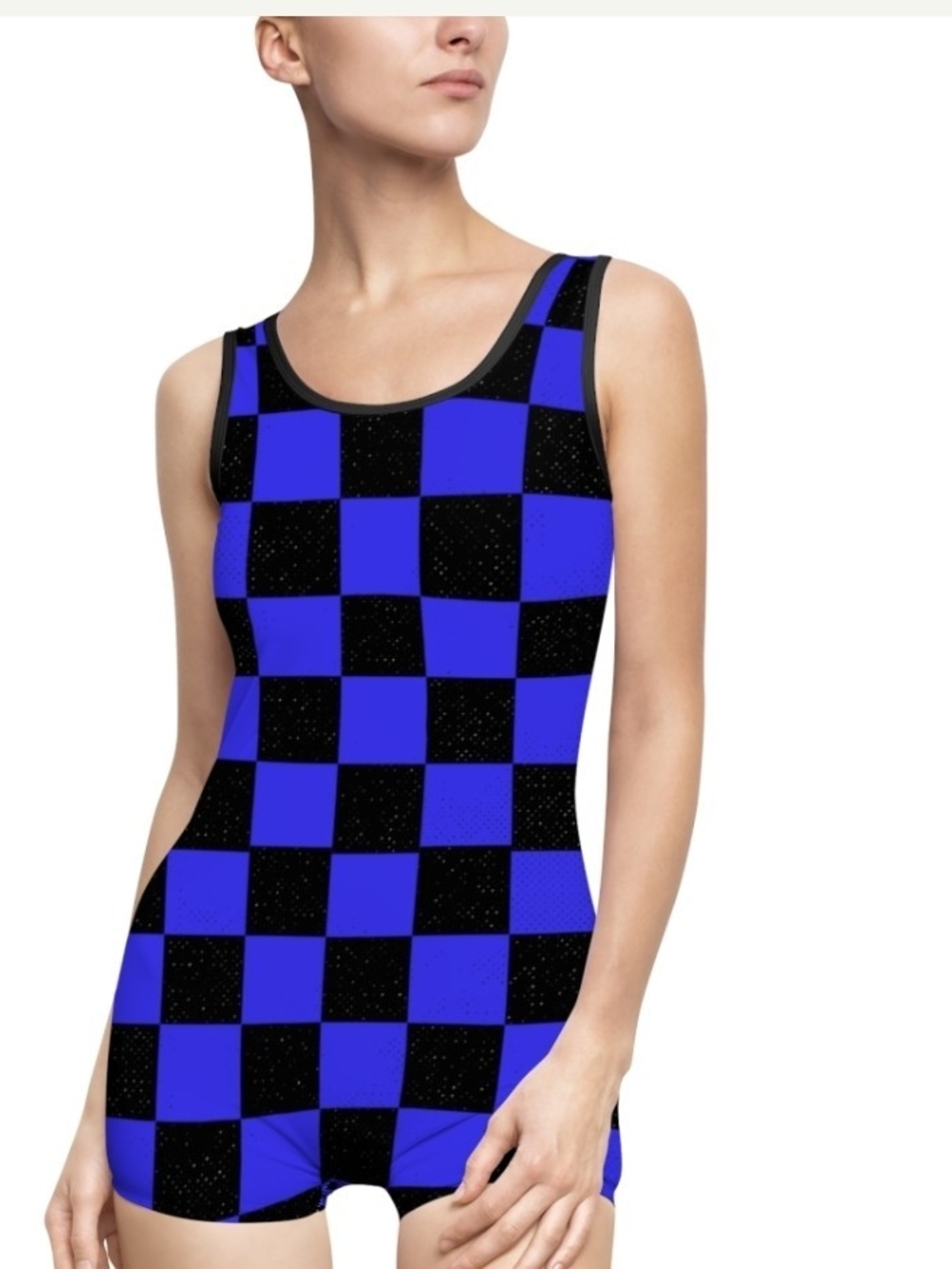 Black & Blue Check Mate Women's Swimsuit- Brand New Printed Upon Order